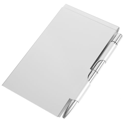 jojofuny Kompaktes Notizbuch aus Metall mit Stift Tragbarer Notizblock für Notizen und Skizzen Einfach Abreißbar Stilvolles Design für Büro von jojofuny
