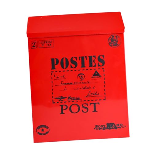 jojofuny Kreative Briefkasten mit Schloss Vintage Vorschlagsbox für Wanddekoration Rustikaler Postkasten für Zuhause Einzigartiges Design Rot als Fotorequisit von jojofuny
