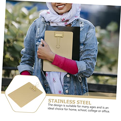 jojofuny Metallklemmbrett Klemmbrett Schreibbrett Leicht Robust für Büro Schule Zuhause Goldfarbenes Clipboard Papierhalter Stabil und Einfach zu Transportieren von jojofuny