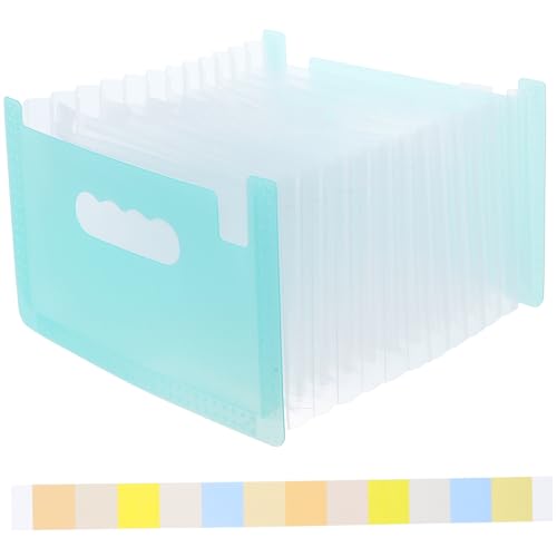 jojofuny Mini Organizer für Quittungen und Tragbarer Aktenhalter aus Strapazierfähigem Material mit Fächern für Büro und Zuhause Transparente Blaue Hülle mit Weißen Innenseiten von jojofuny
