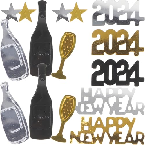 jojofuny Multifunktionales Neujahrs-konfetti in Schwarz Gold Silber Tischdeko Streudeko für Silvesterparty Scrapbooking und Partydekoration für Festliche Neujahrsfeiern von jojofuny