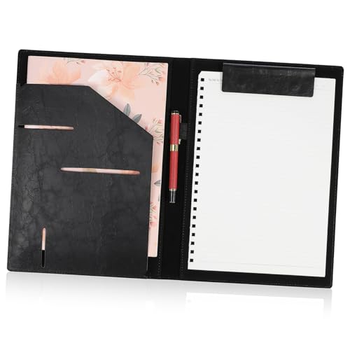 jojofuny Ordnerschiene Portfolio-buch Geschäftlicher Ordner Dokumentenmappe Geschäftsportfolio Klemmbrett-folie Faltbares Klemmbrett Portfolio Für Männer Bindemittelbuch Büromappen Pu Black von jojofuny