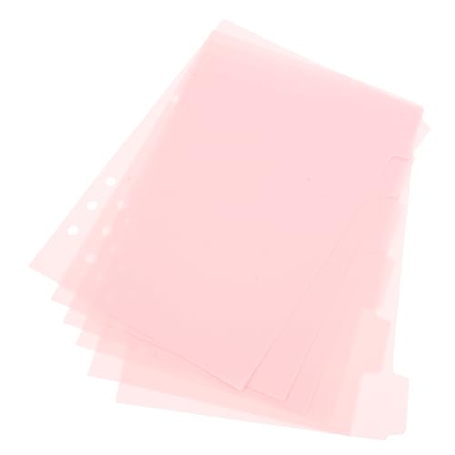 jojofuny PP Kunststoff Trennblätter A5, Rosa, Wasserdicht und Wiederverwendbar, 6 Löcher, Abnehmbare Register für Notizbuch, DIY, Ideal für Zuhause, Büro, Schule und Gewerbe, 21x15.8cm von jojofuny