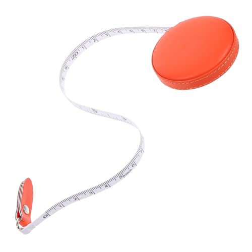 jojofuny PU Leder Maßband Tragbares Leichtes Körpermaßband Weich und Langlebig für Kleidung DIY Handwerk Rundes Rollmaßband in Orange von jojofuny