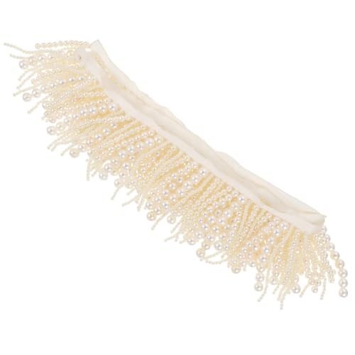 jojofuny Perlenfransen Borte mit Tasseln für Bekleidungszubehör Feine Handgefertigte Schmuckverzierung Vielseitig Zuschneidbar Elegantes Design für DIY Accessoires und Modeveredelung von jojofuny