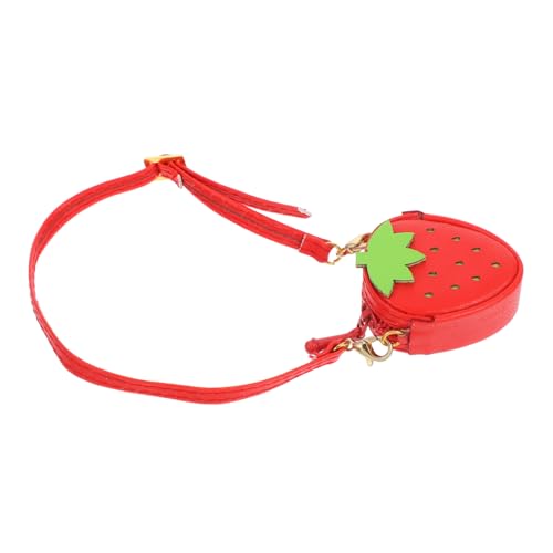 jojofuny Puppen-umhängetasche Zubehör Für Puppenkostüme Puppen-Kleidungs-Accessoires Erdbeer Tasche Erdbeergeldbeutel Für Mädchen Mini-Puppen-geldbörse Süße Puppentasche Kawaii-Taschen Rot von jojofuny