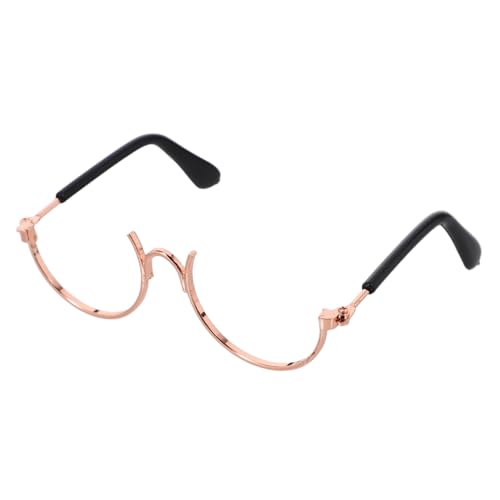 jojofuny Puppenbrille Puppenrahmen Zubehör bitty Rand unser puppen accessoires Miniaturbrille gläser Mini-Brille Bastelbrille Puppe haustier brille Eisen Rose Gold von jojofuny