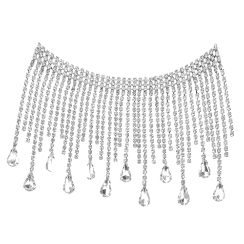 jojofuny Rhinestone Fransenborte Weiß Silber Strassband zum Aufnähen für DIY Kleidung Dekoration Handgemachte Modeaccessoires von jojofuny