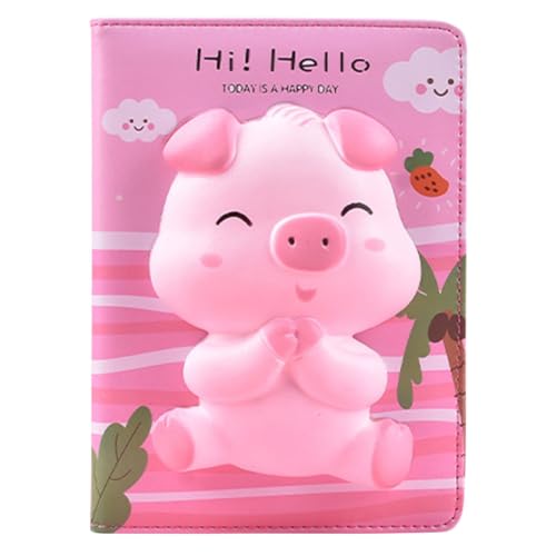 jojofuny Schweinchen Notizbuch für Schüler Kreatives Tagebuch mit Niedlichem Design und Hochwertigem PU Material für Stressabbau und Tägliche Notizen von jojofuny
