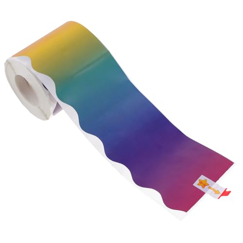 jojofuny Selbstklebende Zarte Farbverlauf rainbow Bulletin Board Border Sticker Dekorative Pinnwand bordüre für Klassenzimmer Fenster Tafel und Schuldeko von jojofuny