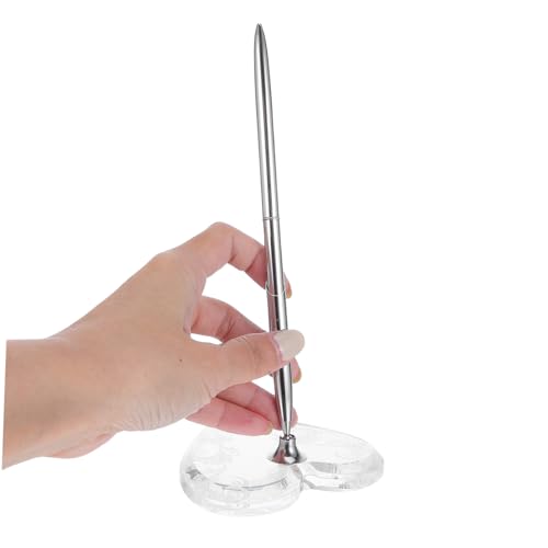 jojofuny Silberner Kugelschreiber mit Acryl-herzständer Stabiles Tischset für Hochzeit Verlobung und Jubiläum Elegante Metall-signaturkugel Vielseitig für Gästebuch und Feierlichkeiten von jojofuny