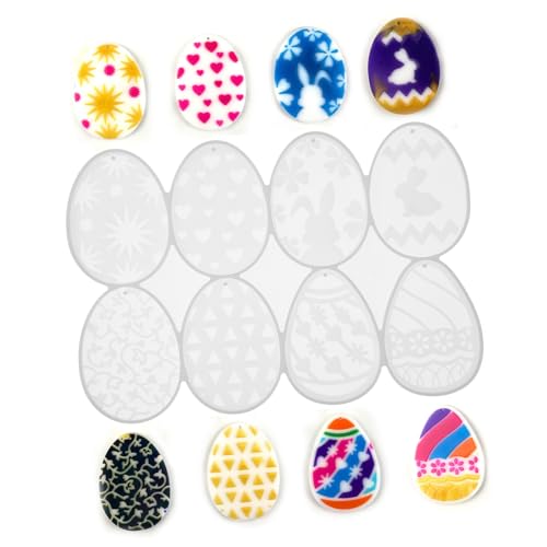 jojofuny Silikon Gießform für DIY Ostern Schlüsselanhänger Kaninchen und Eier Motive für Bastelprojekte Leicht zu Verwenden Lagern mit Einzigartigen Dekorationsmöglichkeiten von jojofuny