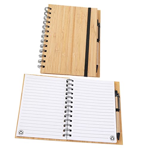 jojofuny Spiralförmigen Notizbüchern mit Bambusdeckel Tragbares Memo Notizbuch und Akademischer Planer für Schüler und Büroangestellte für Täglichen Gebrauch jojofuny Spiralförmigen Notizbüchern mit Bambusdeckel Tragbares Memo Notizbuch und Akademischer Planer für Schüler und Büroangestellte für Täglichen Gebrauch von jojofuny