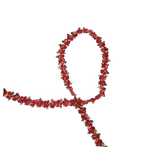 jojofuny Stickerei Spitze Blumen Basteln Spitzenbänder Zum Basteln Hochzeitsfeier Spitzenband Für Spitzenbänder Aus Stoff Blumen- Bestickter Spitzenbesatz Trimmen Polyestergarn Rot von jojofuny