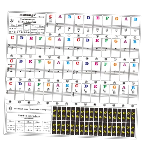 jojofuny Transparentes Abnehmbares Klavier Keyboard Sticker mit Bunten Buchstaben Leicht Lesbar Speziell für Anfänger und Praktisches Lernhilfsmittel für Klaviertasten Rückstandsfrei jojofuny Transparentes Abnehmbares Klavier Keyboard Sticker mit Bunten Buchstaben Leicht Lesbar Speziell für Anfänger und Praktisches Lernhilfsmittel für Klaviertasten Rückstandsfrei von jojofuny