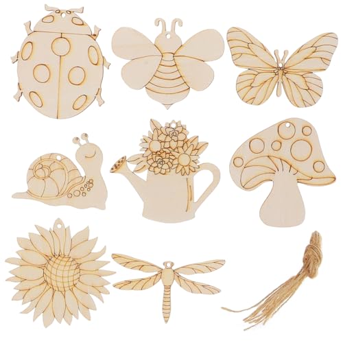 jojofuny Unbehandelte Holzscheiben mit Niedlichen Insektenformen und Naturseil Blanke Glatte Holzchips für DIY Bastelprojekte Malen und Dekoration und Vielseitig für Sommerdeko jojofuny Unbehandelte Holzscheiben mit Niedlichen Insektenformen und Naturseil Blanke Glatte Holzchips für DIY Bastelprojekte Malen und Dekoration und Vielseitig für Sommerdeko von jojofuny