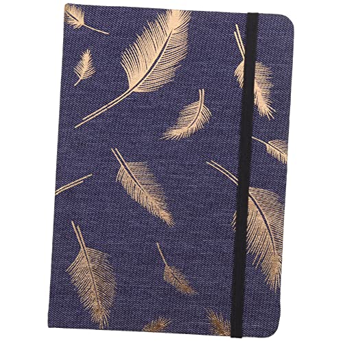 jojofuny Vintage Diary Notebook mit Goldenen Federn Tragbares Notizbuch aus Denim für Schüler Vielseitig Einsetzbar für Tägliches Schreiben und Planung und Leicht für Unterwegs von jojofuny