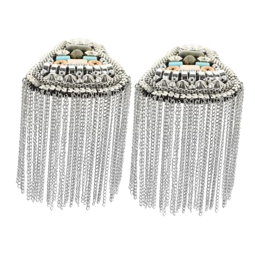 jojofuny Vintage Metall Schulterbordüren mit Quasten Abnehmbare Dekorative Schulterabzeichen Robuste Kettenapplikationen für Anzüge Kostüme und Bühnenoutfits Silberfarbene Epauletten für jojofuny Vintage Metall Schulterbordüren mit Quasten Abnehmbare Dekorative Schulterabzeichen Robuste Kettenapplikationen für Anzüge Kostüme und Bühnenoutfits Silberfarbene Epauletten für von jojofuny