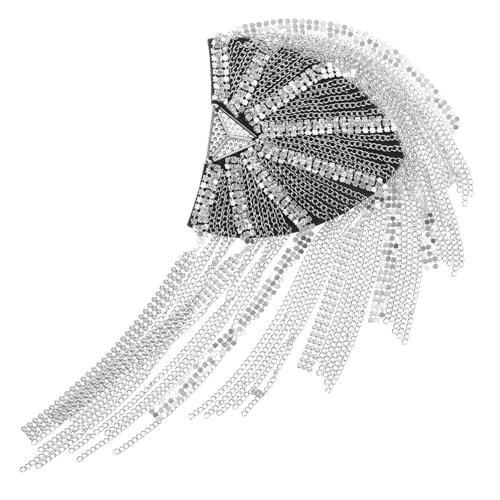 jojofuny Vintage Schulterklappen mit Quaste und Strasssteinen Metall Shoulder Epauletten für Damen Vielseitige Schmuck Applikationen für Kostüme Anzüge und Festliche Anlässe von jojofuny