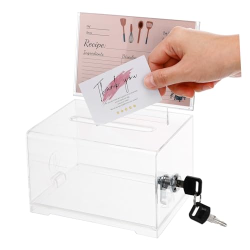 jojofuny Vorschlagbox aus Acryl mit Schlüssel Transparente Spendenbox für Visitenkarten für Ausstellungen Restaurants und Cafés Langlebig und Robust von jojofuny