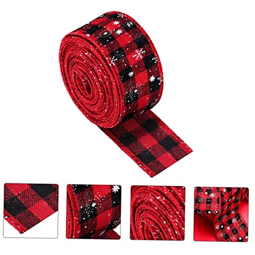 jojofuny Weihnachtliches Karoband Rot Schwarz Geschenkband mit Schneeflockenmuster Hochwertiges Dekoband für Geschenkverpackung DIY Basteln und Festliche Weihnachtsdeko von jojofuny
