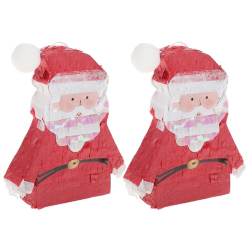 jojofuny Weihnachts-Pinata Weihnachtsmann-Pinata 2 Stück Vorgefüllte 3D-Santa-Mini-Pinata Süßigkeiten Schokolade Geschenkbox Feiertags-Pinata-Spiel Requisite Weihnachtsfeier Dekoration von jojofuny