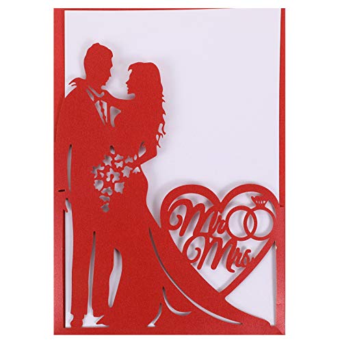 jojofuny Romantische Einladungskarten 10 Stück Hochzeits Schneiden Braut Bräutigam Ehe Einladung für Hochzeit Verlobung Brautparty Party Einladen Rot n von jojofuny