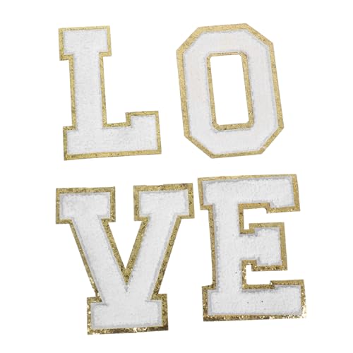 jojofuny Weiße Chenille Buchstaben Patches mit Glitzer Goldrand zum Aufbügeln für Jacken Hüte Taschen Love Letter Applikationen DIY Kleidung Verzierung Einfache Bügelanbringung Kreative jojofuny Weiße Chenille Buchstaben Patches mit Glitzer Goldrand zum Aufbügeln für Jacken Hüte Taschen Love Letter Applikationen DIY Kleidung Verzierung Einfache Bügelanbringung Kreative von jojofuny