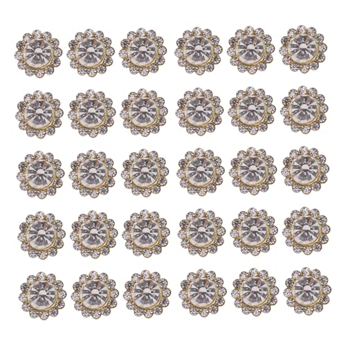 jojofuny Weiße Strass Sonnenblumen Knöpfe Glas Schmuck Nähverschluss DIY Applikationen für Kleidung Schuhe Haaraccessoires von jojofuny