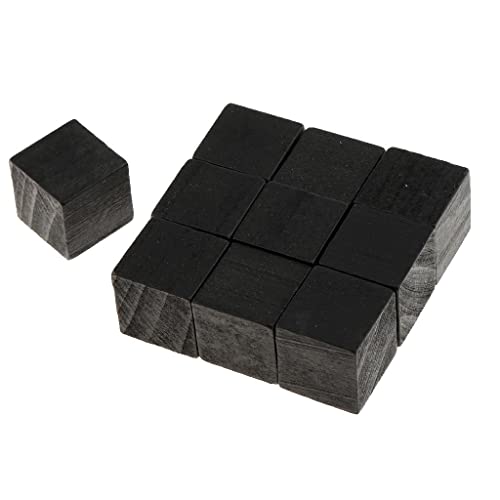 Jojomis 10 Stück 20 mm handgefertigte quadratische Holzblöcke für Kinder, Basteln, Schwarz von jojomis