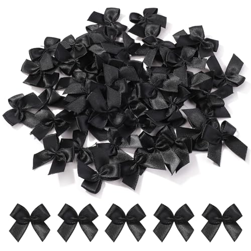 Jollybows 100 Stück Mini Satinband Schleifen, 2.5 cm Schwarz Satinband-Schleifen Mini Doppelseitige Farbe Bogen mini Band Bowtie für Nähen, Hochzeit Deko, Karten, DIY Basteln, Haar bogen Hut, Geschenk Jollybows 100 Stück Mini Satinband Schleifen, 2.5 cm Schwarz Satinband-Schleifen Mini Doppelseitige Farbe Bogen mini Band Bowtie für Nähen, Hochzeit Deko, Karten, DIY Basteln, Haar bogen Hut, Geschenk von jollybows