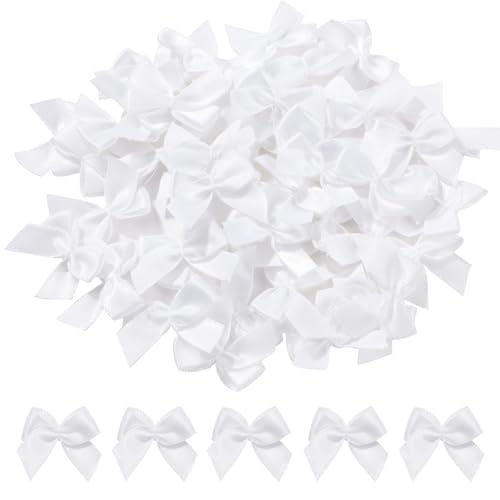 Jollybows 100 Stück Mini Satinband Schleifen, 2.5 cm Weiß Satinband-Schleifen Mini Doppelseitige Farbe Bogen mini Band Bowtie für Nähen, Hochzeit Deko, Karten, DIY Basteln, Haar bogen Hut, Geschenk Jollybows 100 Stück Mini Satinband Schleifen, 2.5 cm Weiß Satinband-Schleifen Mini Doppelseitige Farbe Bogen mini Band Bowtie für Nähen, Hochzeit Deko, Karten, DIY Basteln, Haar bogen Hut, Geschenk von jollybows
