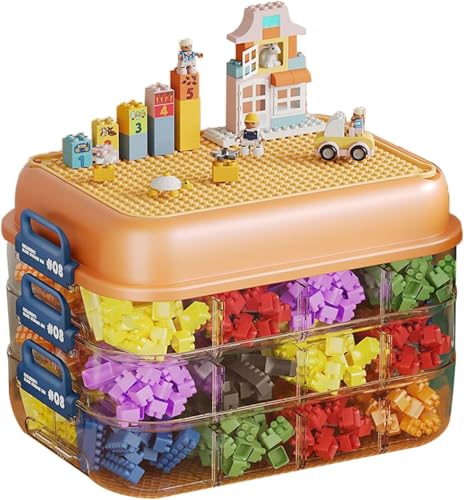 joonnair Aufbewahrungsbox mit Deckel für Lego, 3 Stufen Stapelboxen, Transparent Kunststoff Bausteine Boxen, Aufbewahrungsbox für Bausteine, Trennbare Aufbewahrung mit Fächern, Trennbare Sortierboxen joonnair Aufbewahrungsbox mit Deckel für Lego, 3 Stufen Stapelboxen, Transparent Kunststoff Bausteine Boxen, Aufbewahrungsbox für Bausteine, Trennbare Aufbewahrung mit Fächern, Trennbare Sortierboxen von joonnair