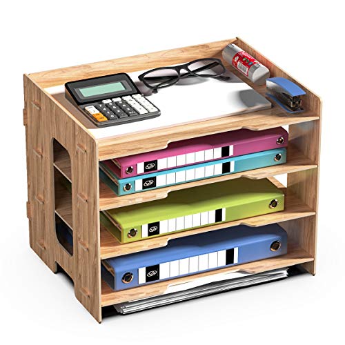 JOPOO Schreibtisch Holz Dokumentenablage, Büro Briefablage Papierablage A4, Ablagefächer Papierablage für Papier Brief JOPOO Schreibtisch Holz Dokumentenablage, Büro Briefablage Papierablage A4, Ablagefächer Papierablage für Papier Brief von jopoo