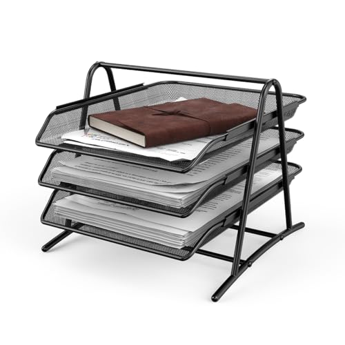 JOPOO Schreibtisch Mesh Dokumentenablage, 3-Tier Büro Briefablage Papierablage A4, Ablagefächer Papierablage für Papier Brief JOPOO Schreibtisch Mesh Dokumentenablage, 3-Tier Büro Briefablage Papierablage A4, Ablagefächer Papierablage für Papier Brief von jopoo