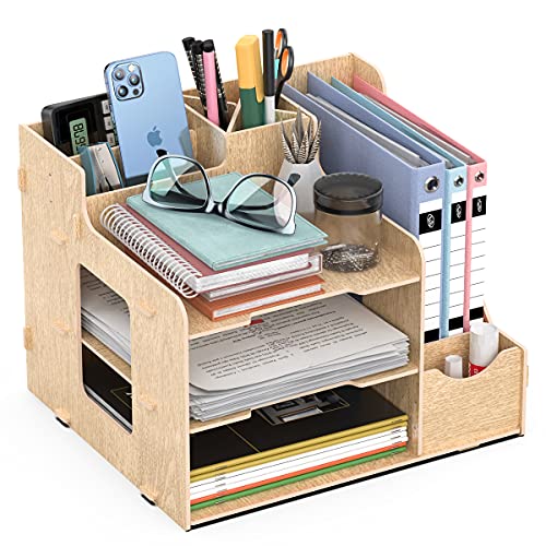 jopoo Schreibtisch Organizer Dokumentenablage Holz Briefablage Papierablage Stehsammler Zeitschriftensammler Für Büro A4 Papier Brief von jopoo