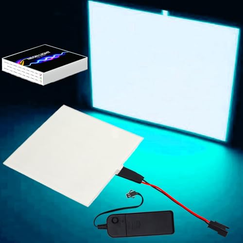 jose2015 EL-Draht-Lichter, schneidbar, elektrolumineszierende El-Panel-Licht, Papierlampe, Blatt, 3 Modi, mit Akku-Pack für DIY-Dekoration (Eisblau), 10 x 10 cm von jose2015