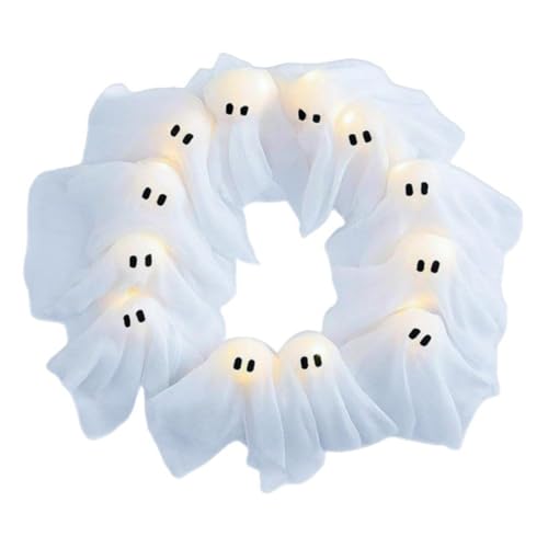 joukares Handgefertigte beleuchtete Geisterkranz Halloween Girlande mit Licht batteriebetriebene LED Light-up White Spooky Girland Dekor Weiß joukares Handgefertigte beleuchtete Geisterkranz Halloween Girlande mit Licht batteriebetriebene LED Light-up White Spooky Girland Dekor Weiß von joukares