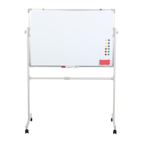 joukares Weißes Rollbrett mit Halterung, 60 x 90 cm, großes Trockenlöschbrett, 5 Marker, 12 magnetische Nägel und 1 Radiergummi, großes doppelseitiges Schild auf Rädern für Schule, Mai joukares Weißes Rollbrett mit Halterung, 60 x 90 cm, großes Trockenlöschbrett, 5 Marker, 12 magnetische Nägel und 1 Radiergummi, großes doppelseitiges Schild auf Rädern für Schule, Mai von joukares