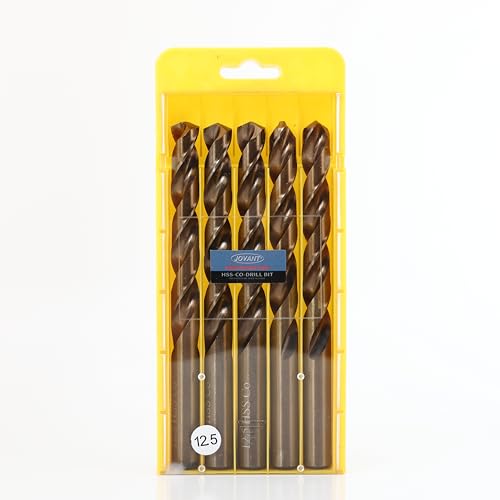 JOVANT 1/2 Zoll(12.5mm) Kobalt-Bohrer, M35- HSS-Schnellstahl für Bohrer/Schrauber Edelstahl-Schwerlast-Stahlbohrer, 5St. von jovant