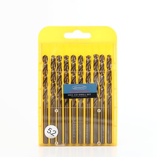 JOVANT 10 Stück 13/64 Zoll(5.2mm) Kobalt-Bohrer, M35- HSS Schnellarbeitsstahl für Bohrer/Schrauber Edelstahl Hochleistungs-Spiralbohrer von jovant