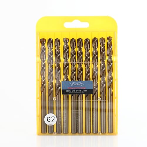 JOVANT 10pcs 1/4 Zoll(6.2mm) Kobalt-Bohrer, M35- HSS High Speed Steel für Bohrer/Driver Edelstahl Heavy Duty Twist Steel Drill Bits von jovant