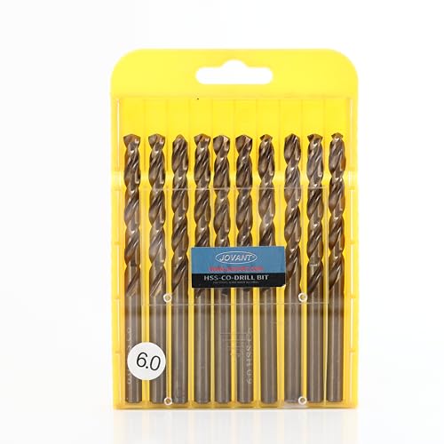 JOVANT 10pcs 15/64 Zoll(6mm) Kobalt-Bohrer, M35- HSS High Speed Steel für Bohrer/Driver Edelstahl Heavy Duty Twist Steel Drill Bits von jovant