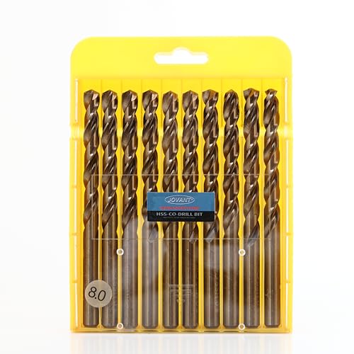 JOVANT 10pcs 5/16 Zoll(8mm) Kobalt-Bohrer, M35- HSS High Speed Steel für Bohrer/Driver Edelstahl Heavy Duty Twist Steel Drill Bits von jovant