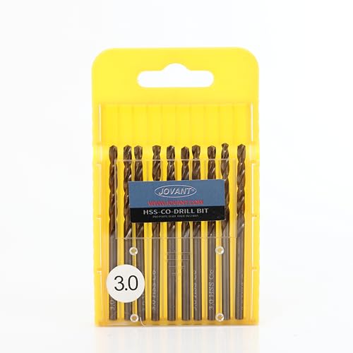 JOVANT 10pcs 7/64 Zoll(3mm) Kobalt-Bohrer, M35- HSS High Speed Steel für Bohrer/Driver Edelstahl Heavy Duty Twist Steel Drill Bits von jovant