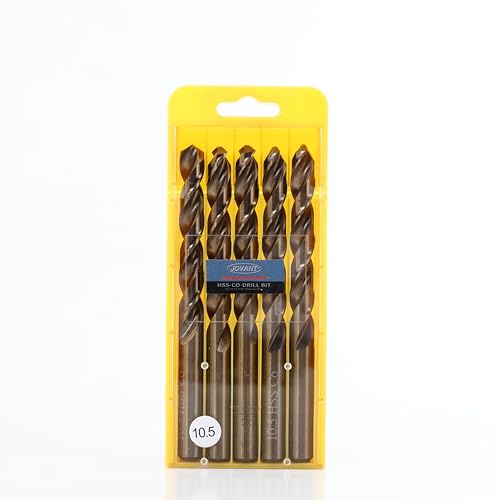 JOVANT 13/32 Zoll(10.5mm) Kobalt-Bohrer, M35- HSS-Schnellstahl für Bohrer/Schrauber Edelstahl-Schwerlast-Spiralbohrer, 5 Stk. von jovant