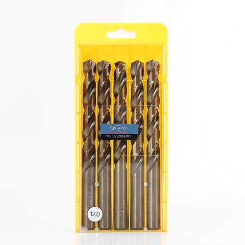 JOVANT 15/32 Zoll(12mm) Kobalt-Bohrer, M35- HSS-Hochgeschwindigkeitsstahl für Bohrer/Schrauber Edelstahl-Schwerlast-Stahlbohrer, 5St. von jovant