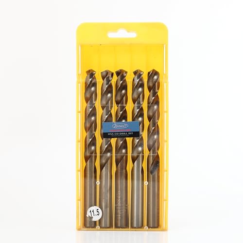 JOVANT 29/64 Zoll(11.5mm) Kobalt-Bohrer, M35- HSS Schnellarbeitsstahl für Bohrer/Schrauber Edelstahl Hochleistungs-Spiralbohrer, 5St. von jovant