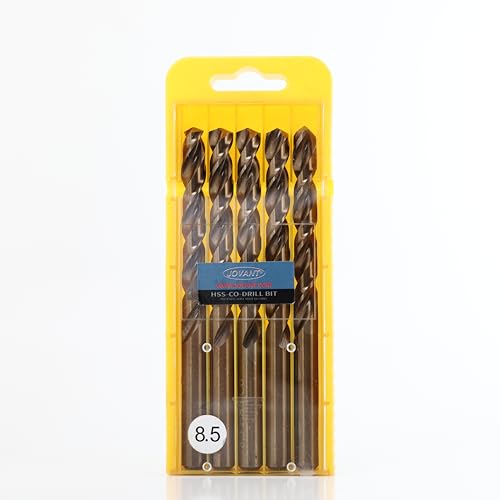 JOVANT 5pcs 21/64 Zoll(8.5mm) Kobalt-Bohrer, M35- HSS High Speed Steel für Bohrer/Driver Edelstahl Heavy Duty Twist Steel Drill Bits von jovant