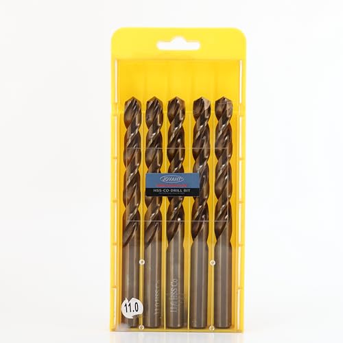 JOVANT 7/16 Zoll(11mm) Kobalt-Bohrer, M35- HSS-Hochgeschwindigkeitsstahl für Bohrer/Schrauber Edelstahl-Schwerlast-Stahlbohrer, 5St. von jovant